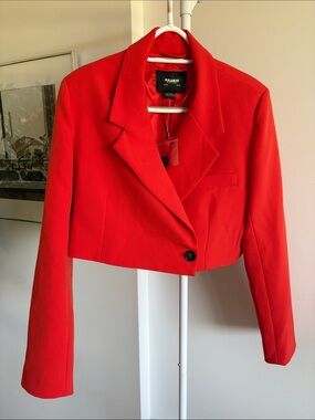 Pull&Bear Bright Red Cropped Blazer